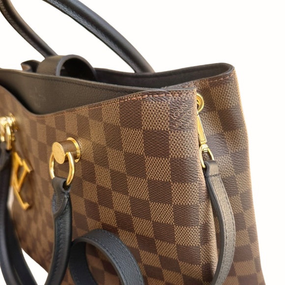 Louis Vuitton Riverside Damier Ebene Satchel Shoulder Bag Brown Black Orange - Picture 3 of 10